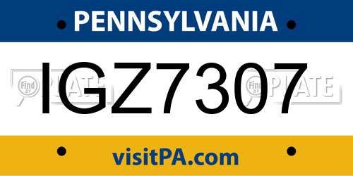 IGZ7307 Pennsylvania License Plate