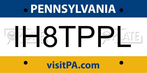 IH8TPPL Pennsylvania License Plate