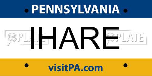 IHARE Pennsylvania License Plate