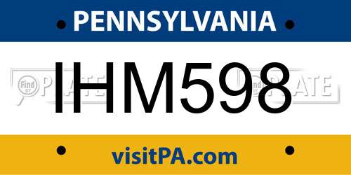 IHM598 Pennsylvania License Plate