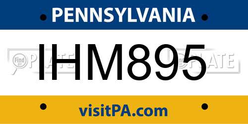IHM895 Pennsylvania License Plate