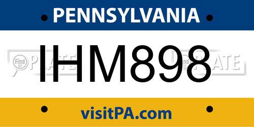 IHM898 Pennsylvania License Plate