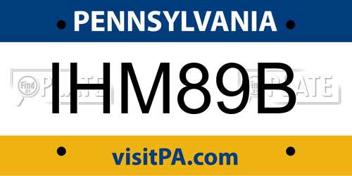 IHM89B Pennsylvania License Plate