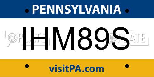 IHM89S Pennsylvania License Plate