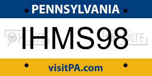 IHMS98 Pennsylvania License Plate