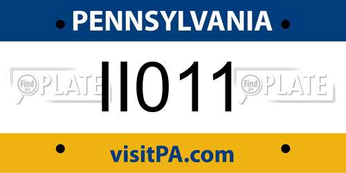 II011 Pennsylvania License Plate