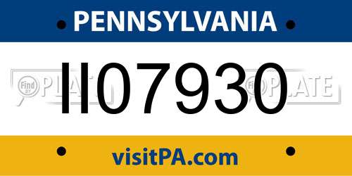 II07930 Pennsylvania License Plate