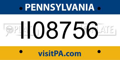 II08756 Pennsylvania License Plate