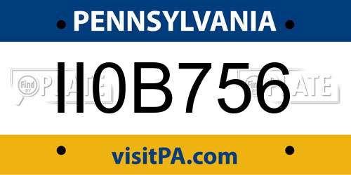II0B756 Pennsylvania License Plate