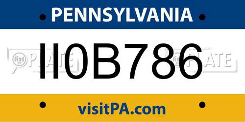 II0B786 Pennsylvania License Plate