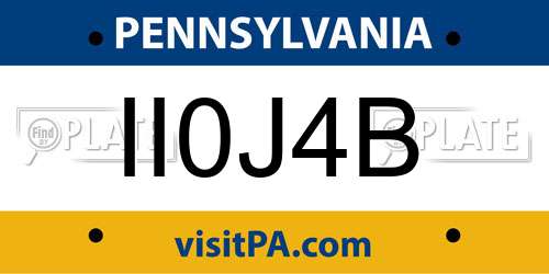 II0J4B Pennsylvania License Plate
