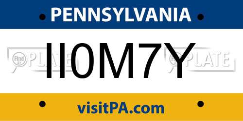 II0M7Y Pennsylvania License Plate