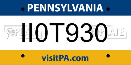 II0T930 Pennsylvania License Plate