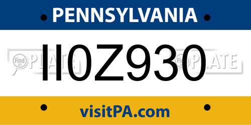 II0Z930 Pennsylvania License Plate