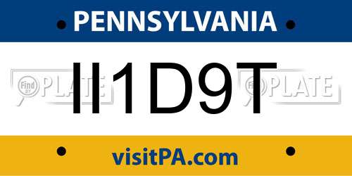 II1D9T Pennsylvania License Plate