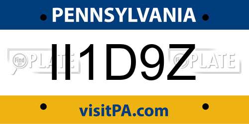 II1D9Z Pennsylvania License Plate