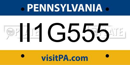 II1G555 Pennsylvania License Plate