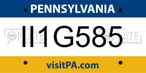 II1G585 Pennsylvania License Plate
