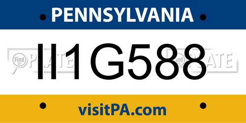II1G588 Pennsylvania License Plate