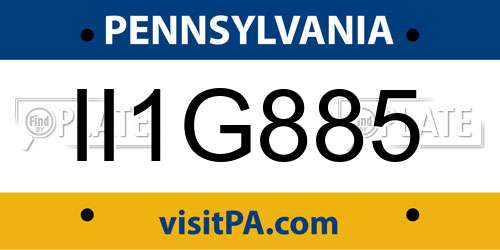 II1G885 Pennsylvania License Plate