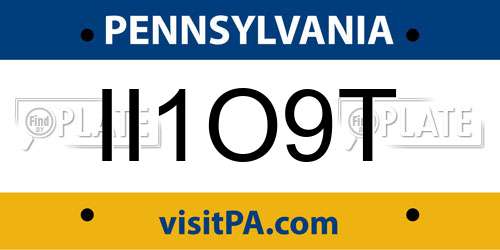 II1O9T Pennsylvania License Plate