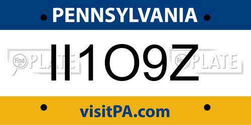 II1O9Z Pennsylvania License Plate