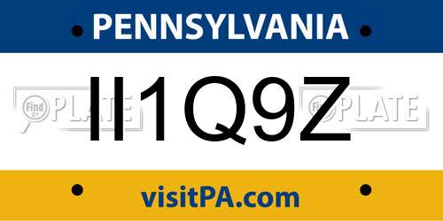 II1Q9Z Pennsylvania License Plate