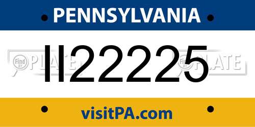 II22225 Pennsylvania License Plate