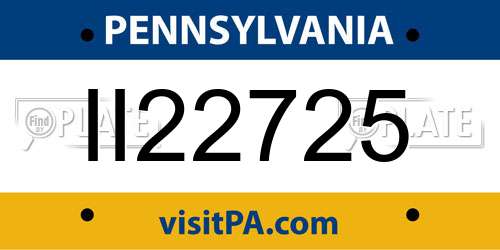 II22725 Pennsylvania License Plate