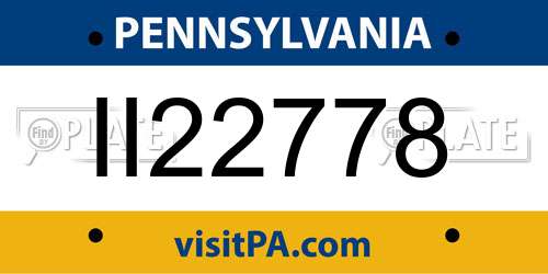 II22778 Pennsylvania License Plate