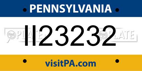 II23232 Pennsylvania License Plate