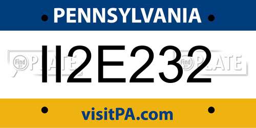 II2E232 Pennsylvania License Plate