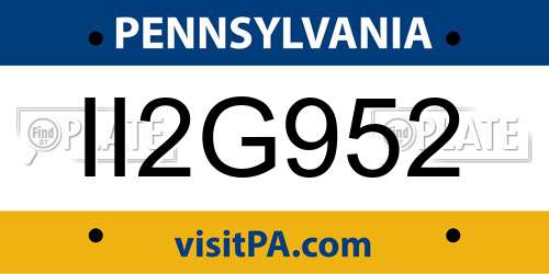II2G952 Pennsylvania License Plate