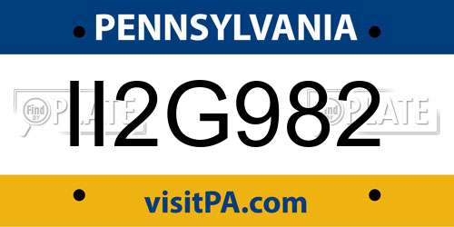 II2G982 Pennsylvania License Plate