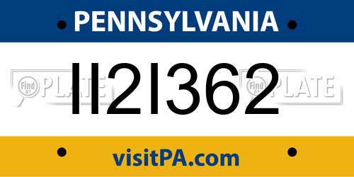 II2I362 Pennsylvania License Plate