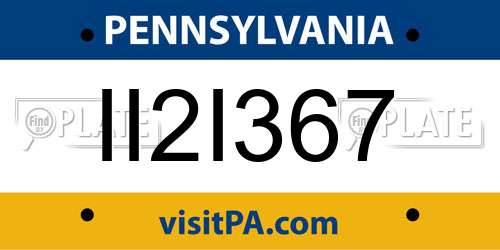 II2I367 Pennsylvania License Plate