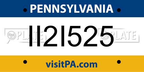 II2I525 Pennsylvania License Plate
