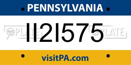 II2I575 Pennsylvania License Plate