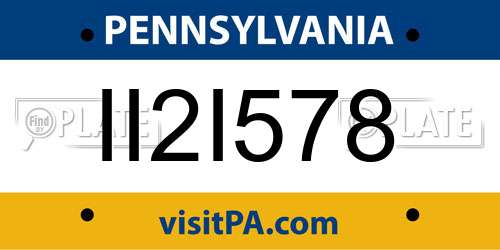 II2I578 Pennsylvania License Plate