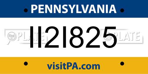 II2I825 Pennsylvania License Plate