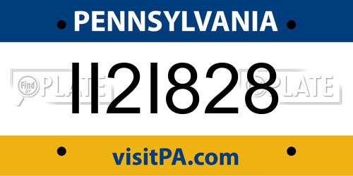 II2I828 Pennsylvania License Plate