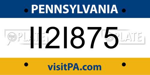 II2I875 Pennsylvania License Plate