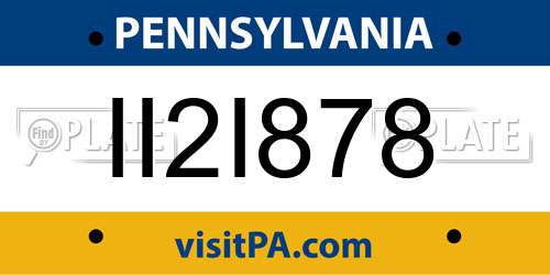 II2I878 Pennsylvania License Plate