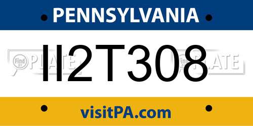 II2T308 Pennsylvania License Plate