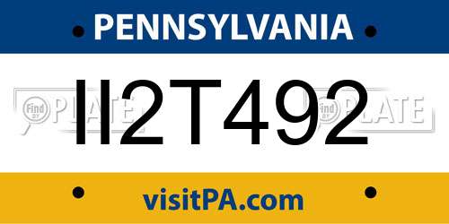II2T492 Pennsylvania License Plate