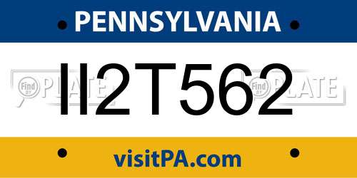 II2T562 Pennsylvania License Plate