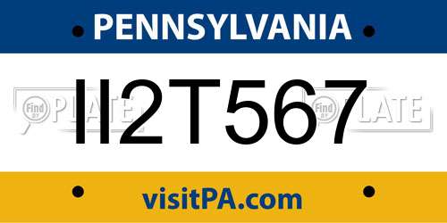 II2T567 Pennsylvania License Plate