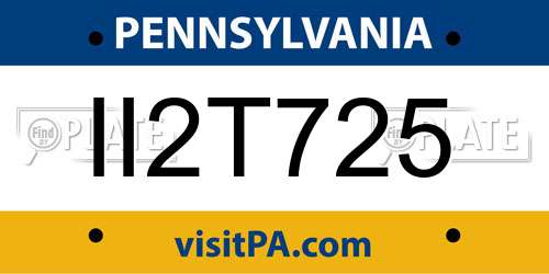 II2T725 Pennsylvania License Plate