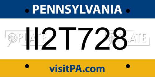 II2T728 Pennsylvania License Plate