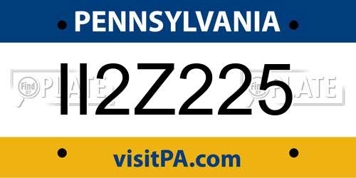 II2Z225 Pennsylvania License Plate